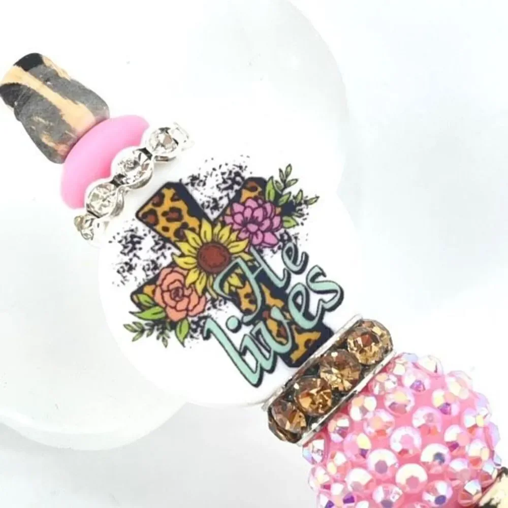 He Lives! Jesus Christ Christian cross pen handmade NEW bling rhinestone pink le